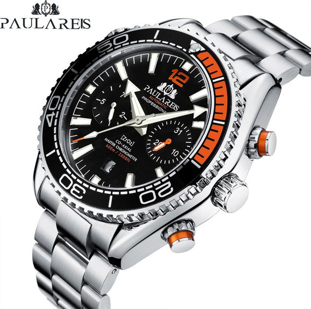 PAULAREIS Armbanduhr Automatik, Edelstahl, Schwarz, Herren - Bild 1