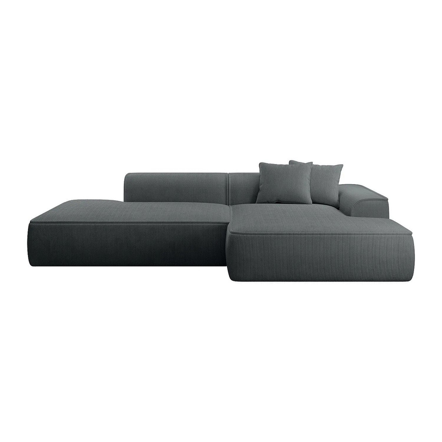 Erynel Ecksofa in Anthrazitgrau aus Cordsamt ohne Schlaffunktion Breite: 305 cm - Bild 2
