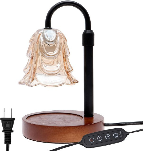 Dimmbare Blumen-Kerzenwärmer-Lampe in Schwarz mit Timer, höhenverstellbarem Sockel und 4 Geschwindigkeiten - Bild 1