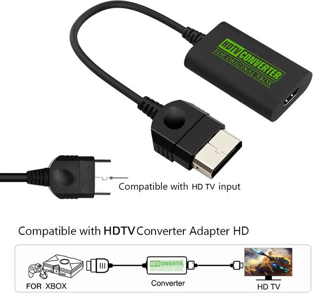Abdo HDMI Konverter für Xbox als HDTV Projektor und TV Monitor Adapter in Schwarz für Video und Audio mit Unterstützung für 1080i, 720P und 480P - Bild 1