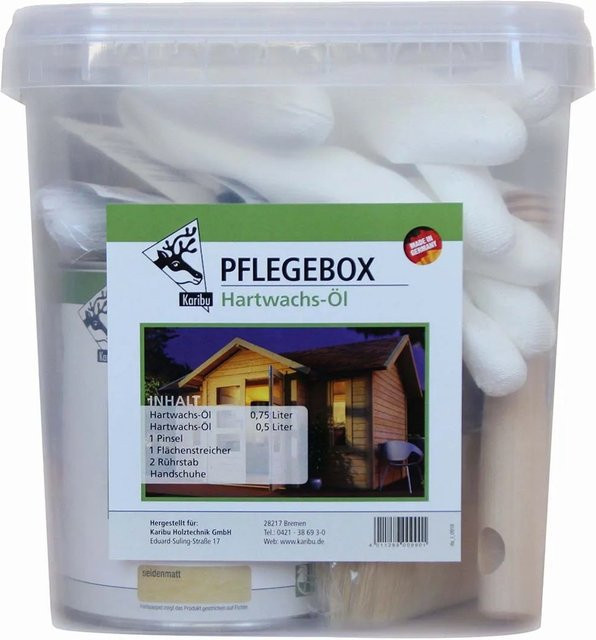 KARIBU Pflegebox für Gartenhäuser mit Hartwachsöl für den Innenbereich - Bild 1