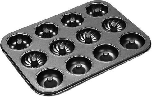 Zenup Donut Backform 6er-Set aus Kohlenstoffstahl mit Antihaftbeschichtung in Schwarz