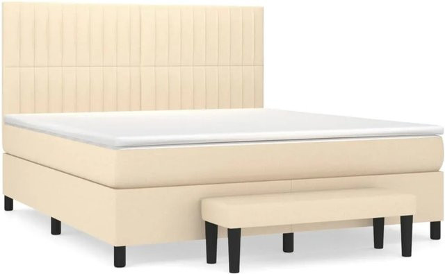 vidaXL Boxspringbett mit Matratze Hybrid-Design in Beige und Weiß, B/T/H: 180 x 200 x 128 cm - Bild 1