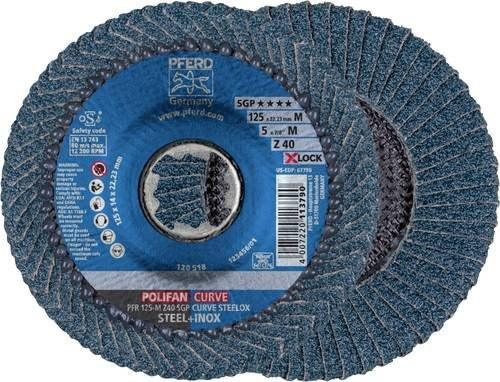 PFERD Polifan Curve Fächerschleifscheibe X-Lock Blau für Stahl und Edelstahl Durchmesser: 125 mm - Bild 1