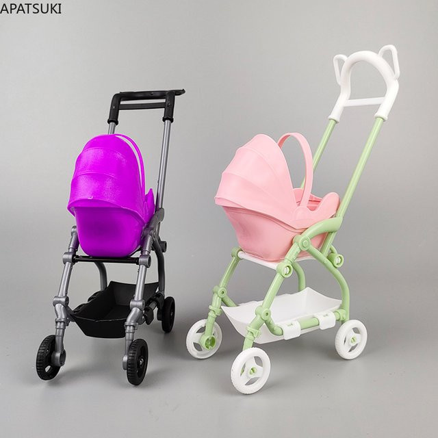 Apatsuki Puppenhaus Zubehör, Kinderwagen Trolley, Kunststoff, Rosa / Pink - Bild 1