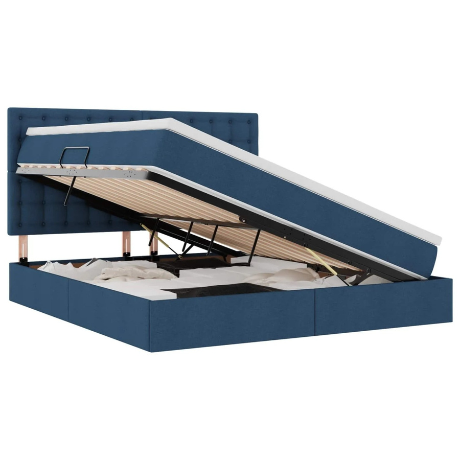 vidaXL Aufbewahrungsbett mit Matratze in Blau und Schwarz, B/T/H: 180 x 200 x 128 cm - Bild 2