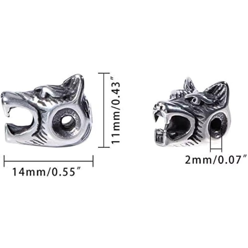 Perlen Wolf, Edelstahl, Antik Silber, Unisex - Bild 2