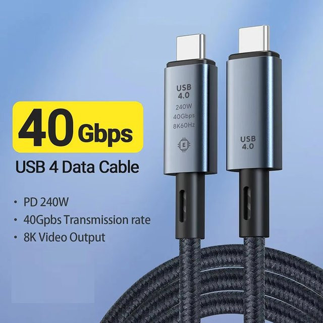 Nephy USB C auf USB C Schnellladekabel in Schwarz mit 240 W Leistung, 8K-Videoübertragung und 40 Gbit/s Datenübertragungsrate, geflochtenes Kabel für iPhone 16 Pro, MacBook, TV und Laptop - Bild 1