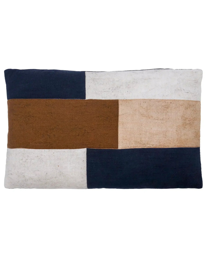 House Doctor Kissenbezug Patchwork in Schwarz Sand Braun B: 50 cm, H: 30 cm - Bild 1