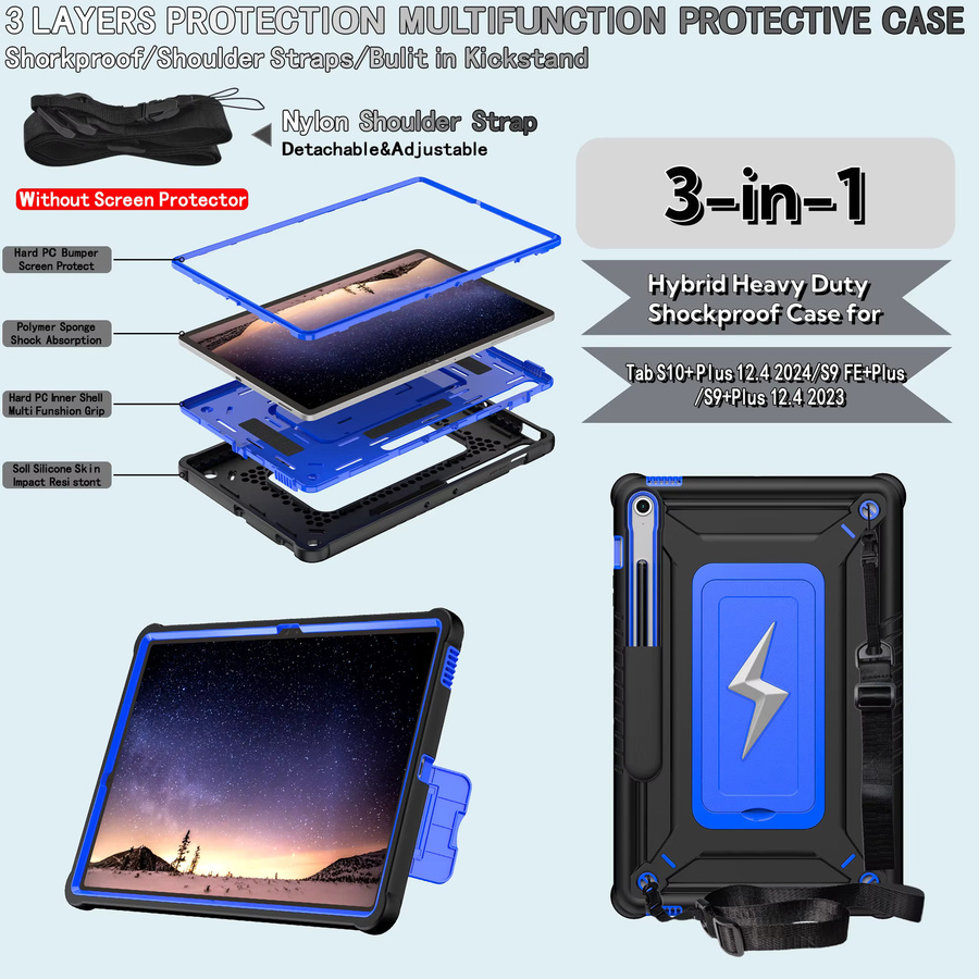 Stoßfeste Kinder Schutzhülle für Samsung Galaxy S10 FE Plus 13,1 Zoll X620 X626b in Schwarz oder Blau - Bild 2