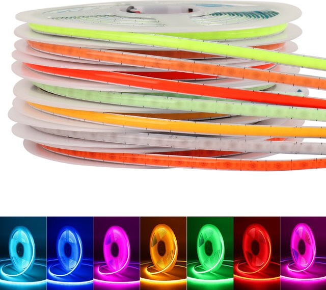 Flexibler COB-LED-Streifen für Heimdekoration, 12 V, 400 LEDs/m, 5 mm dünn, in Rot, Blau oder Gelb, einzeln schneidbar - Bild 1