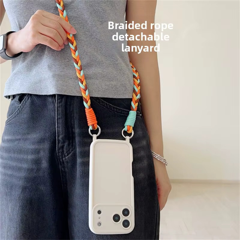 szHAIyu Crossbody Lanyard Handyhülle aus weichem TPU-Silikon für iPhone 17 16 15 14 13 12 11 Pro Max Plus SE 2022 mit Halskette und Riemen in Braun - Bild 4
