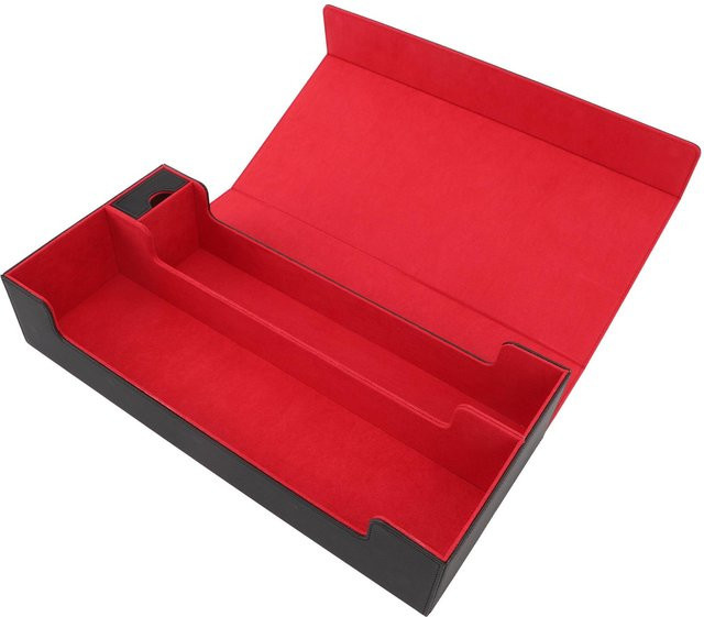 Fishine Kartenaufbewahrungsbox aus PU-Leder mit Magnetverschluss und Schublade für über 550 Spielkarten, Schwarz/Rot - Bild 1