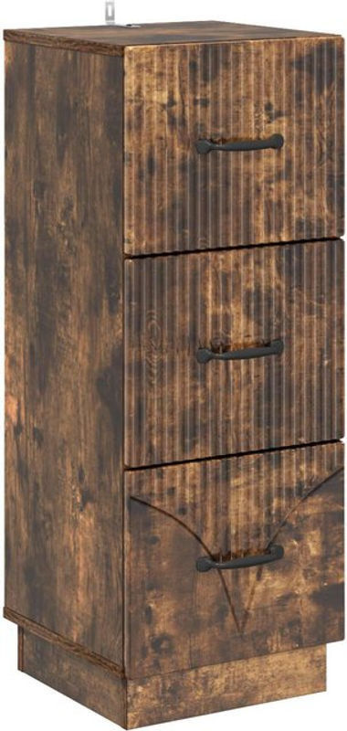 Schubladenschrank vidaXL in Geräucherte Eiche, Modernes Design in Grau und Braun, B: 33 cm, T: 34,5 cm, H: 87 cm - Bild 1