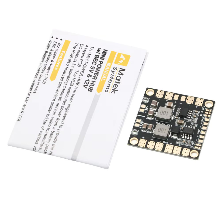 Matek Mini Power Hub Stromverteilungsplatine PDB mit BEC 5V & 12V in Schwarz für FPV Multicopter und Quadcopter - Bild 3