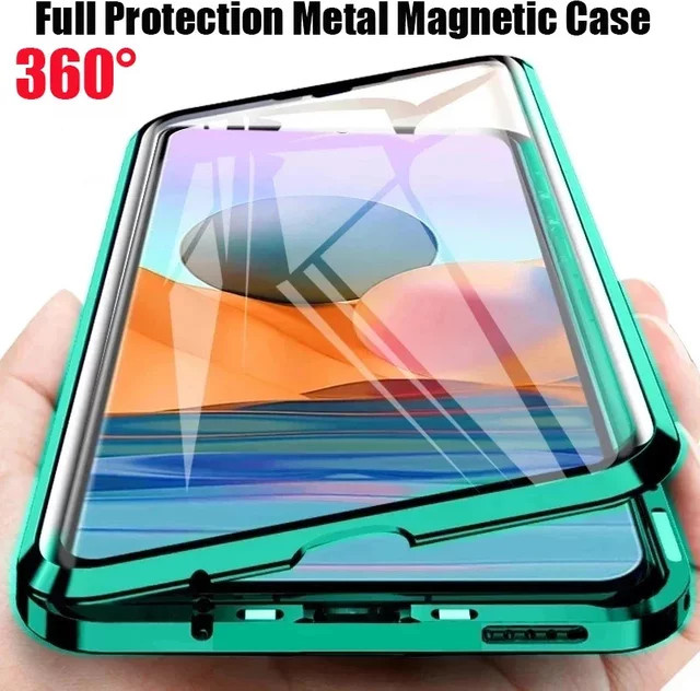 Magnetische Handyhülle aus gehärtetem Glas und Metall für Samsung Galaxy S25 S24 S23 S22 S21 Ultra Plus FE in Silber - Bild 1
