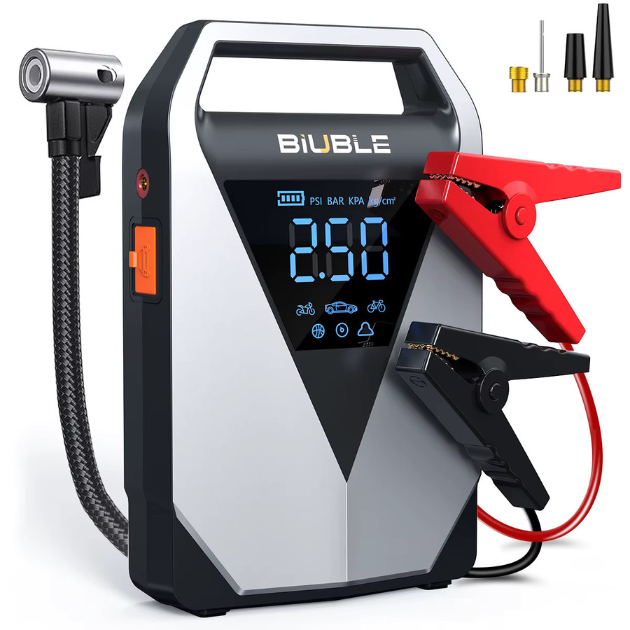 BIUBLE 4 in 1 Auto Starthilfe und Luftkompressor mit 3000A Booster und 12000 mAh Akku, 150 PSI Reifenpumpe - Bild 7