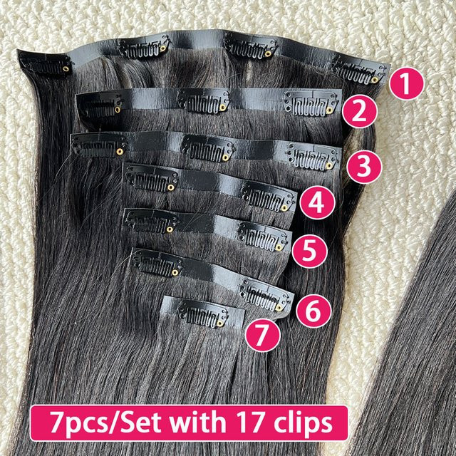 yiwigs Clip-In-Haarverlängerung aus Echthaar, gerade, 100 g, Damen - Bild 1