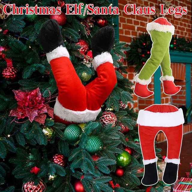 APWIKOGER Weihnachts Elf und Santa Claus Bein Ornament in Rot als hängende Dekoration für den Weihnachtsbaum, Zimmer und Garten - Bild 1