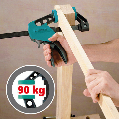 Wolfcraft Einhandzwinge EHZ Easy 75-150 in Schwarz und Türkis mit einer Spannweite von bis zu 150 mm - Bild 2