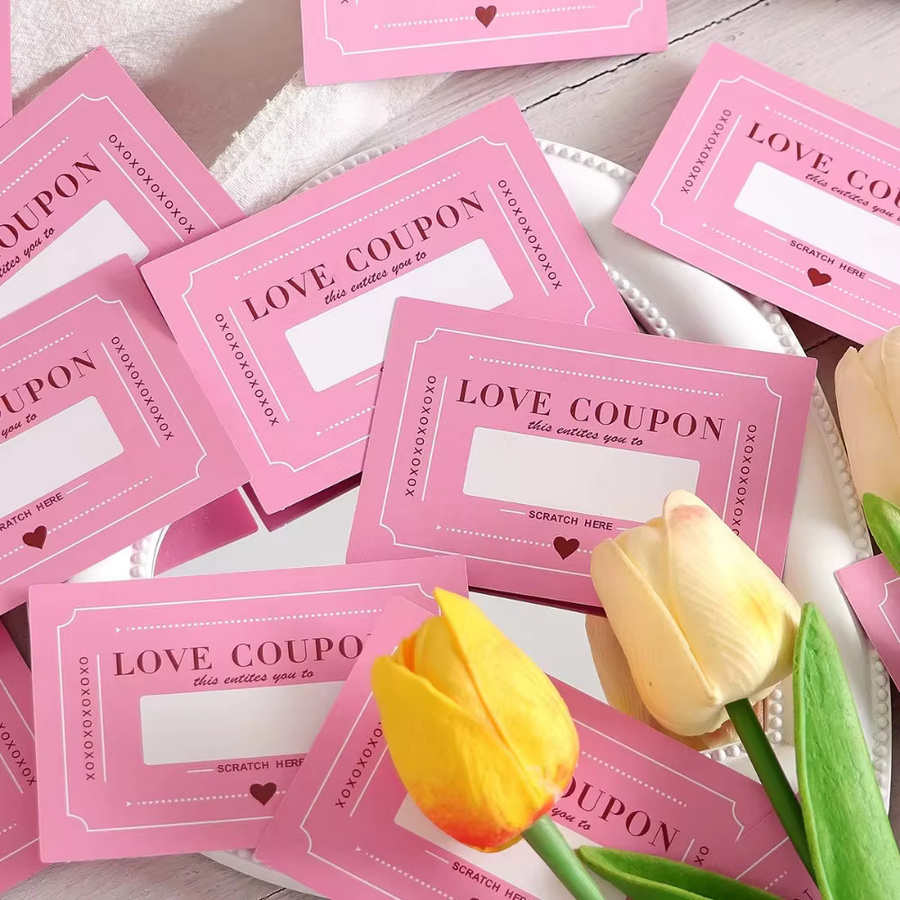 10-teiliges Set Rubbelnde Liebesgutscheine in Pink zum Selbergestalten als kreatives Geschenk für Valentinstag oder Geburtstag - Bild 2
