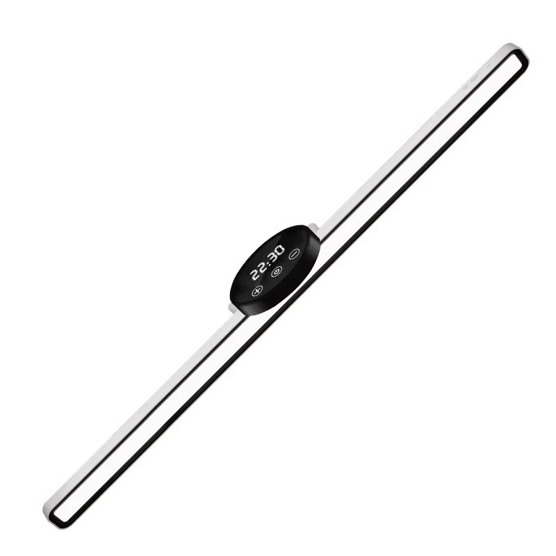 Feimefeiyou LED Schranklampe mit Uhr, magnetische USB-aufladbare Tischlampe, stufenlos dimmbar, Weiß, Länge: 55 cm - Bild 3