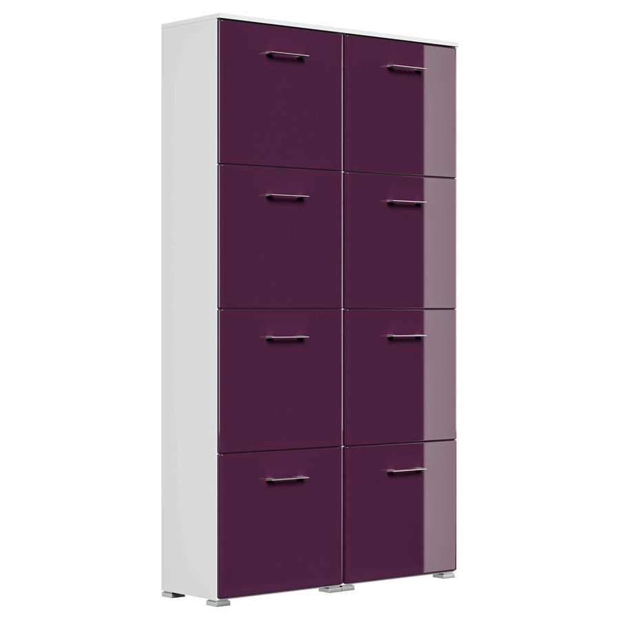Posseik Schuhschrank Elite mit 8 Klappen für 32 Paar Schuhe, Weiß-Brombeer, B: 104,8 cm, H: 186,9 cm, T: 31,6 cm - Bild 2