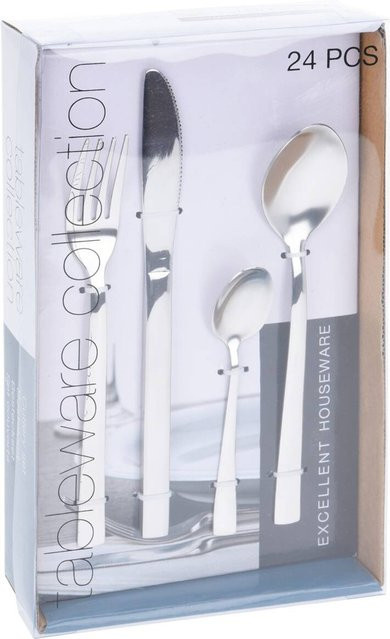 Excellent Houseware Besteckset aus Edelstahl in Silber, 24-teilig, poliert und spülmaschinenfest - Bild 1