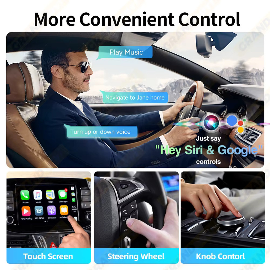 Grandnavi 2in1 Mini Kabelloser CarPlay und Android Auto Adapter, USB Dongle für Audi, Toyota, VW, Peugeot, MG und Ford, Schwarz - Bild 5