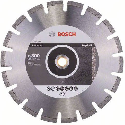 Bosch Diamanttrennscheibe Standard for Asphalt in Silber, Durchmesser: 300 mm, Bohrung: 20,00/25,40 mm, Dicke: 2,8 mm, Höhe: 8 mm - Bild 1