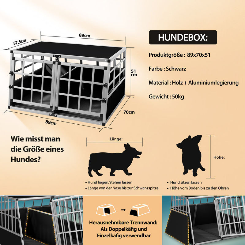 Cadoca Hundetransportbox XL aus Aluminium in Silber und Multicolour, B/T/H: 89 x 70 x 51 cm - Bild 3