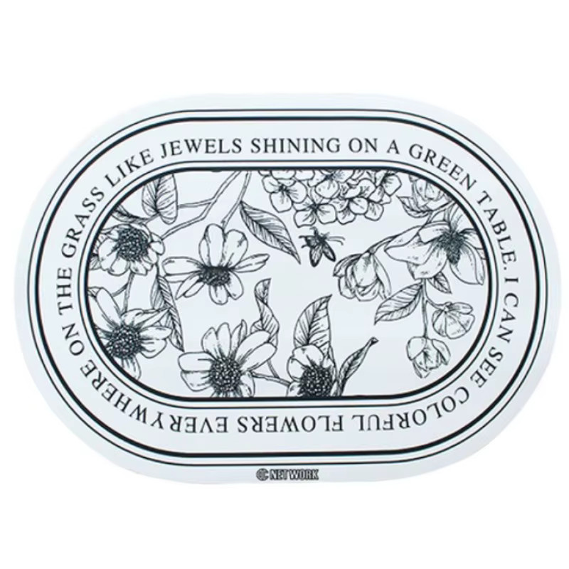 VIKAMA Badezimmer-Fußmatte oval mit floralem Design in Weiß, rutschfest und saugfähig - Bild 2
