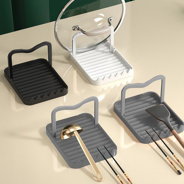 QCQHDU Multifunktionaler Topfdeckelhalter und Küchen-Organizer in Grau mit rutschfestem Design - Bild 1