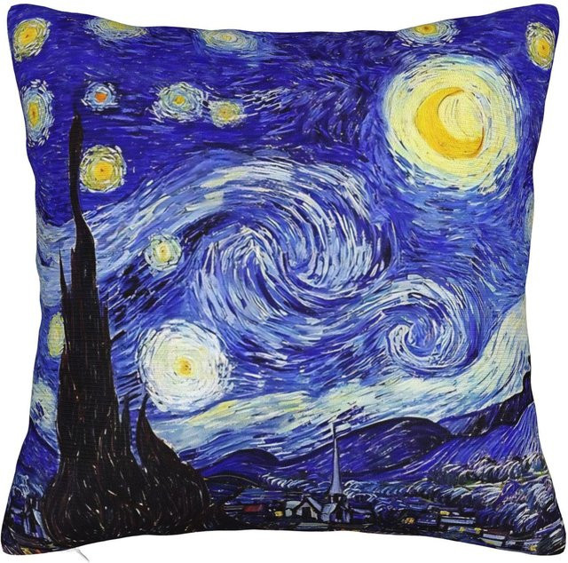 Kissenbezug mit Selbstporträt von Vincent van Gogh aus Polyester in Blau, B/H: 45 x 45 cm - Bild 1