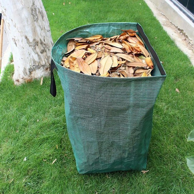 Utdoor Sammelbeutel für Laub und Gartenabfälle, grüner gewebter Müllbeutel, 53 Gallonen, B/H/T: 55 x 76 x 43 cm - Bild 1