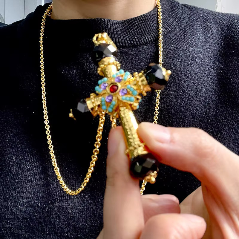 DINGABIYU Halskette, Vintage, Türkis, Diamant, Kristall, Gold - Bild 2
