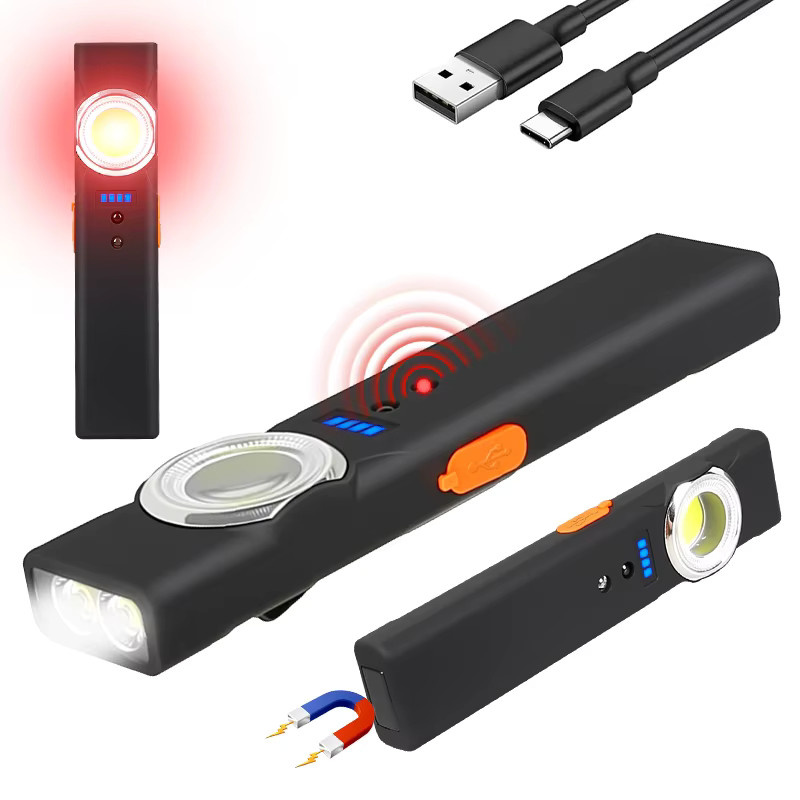 XIWANGFIRE LED-Schlüsselanhänger-Taschenlampe in Schwarz, USB wiederaufladbare Mini-Taschenlampe mit 600 lm, tragbare Arbeitsleuchte mit Magnet und COB-LED - Bild 5