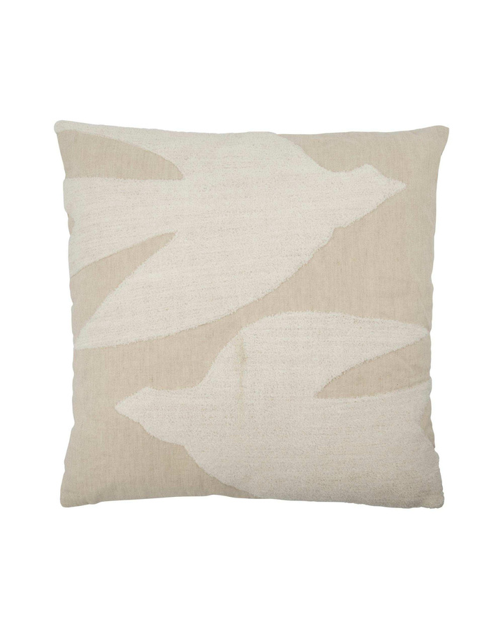 House Doctor Kissenbezug Fly beige mit Vogelmotiv aus Baumwolle und Leinen, B/B: 50 x 50 cm - Bild 1