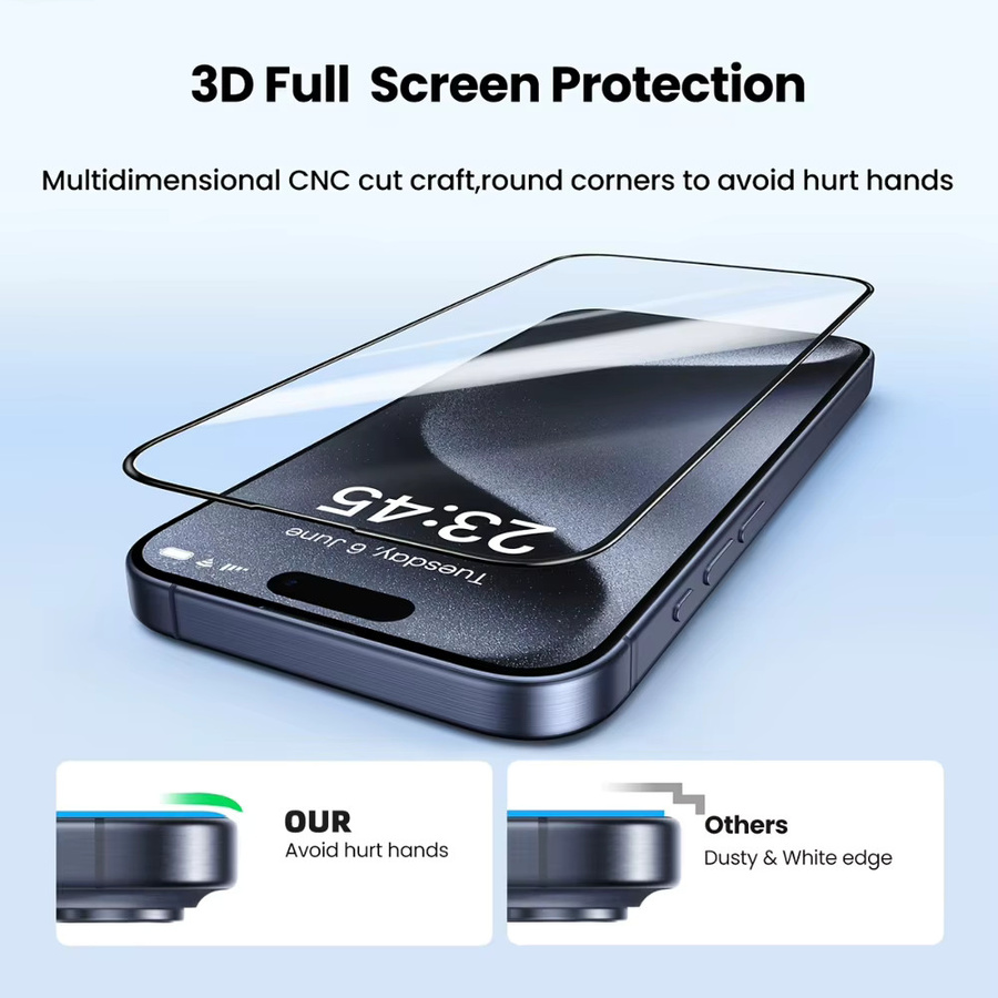 NNBILI 3er-Pack Displayschutzfolie mit oleophober Beschichtung für iPhone 11 bis iPhone 17 Pro Max, transparent - Bild 3