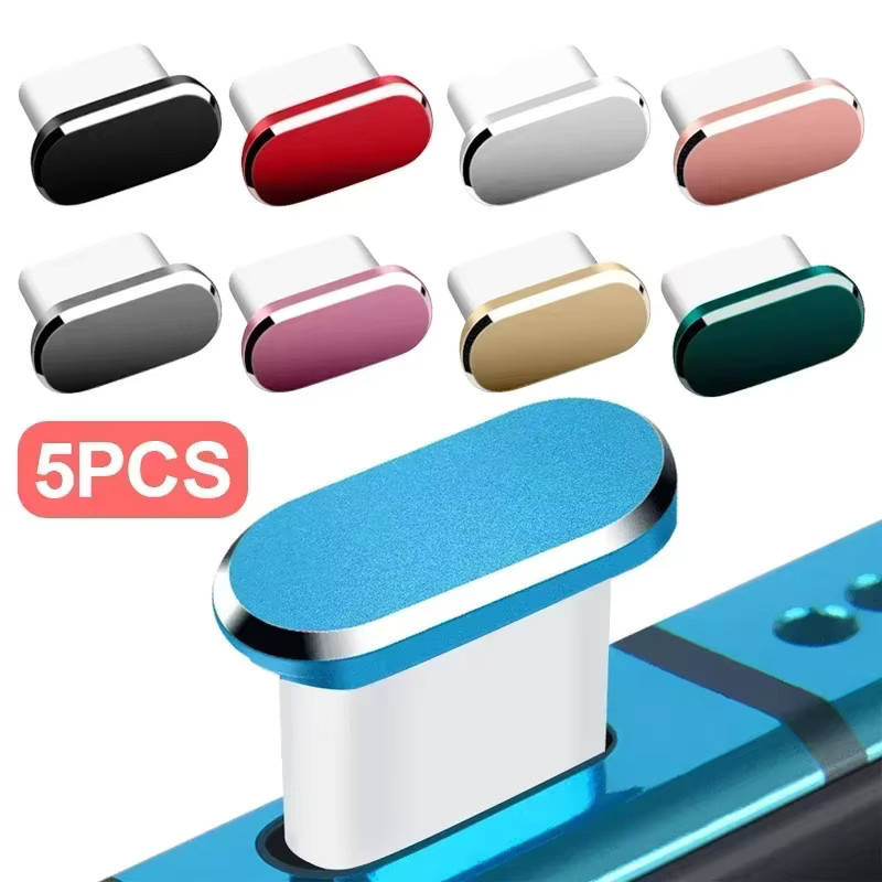 USB-C Staubschutz aus Silikon und Metall für iPhone 14, iPhone 15, Samsung, Xiaomi und Huawei in Weiß - Bild 2