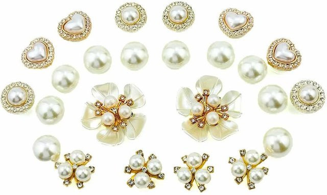 FHLDING Schuh Charm Set, 24 Stück, Herzform, Perle, Diamant, Blume - Bild 1