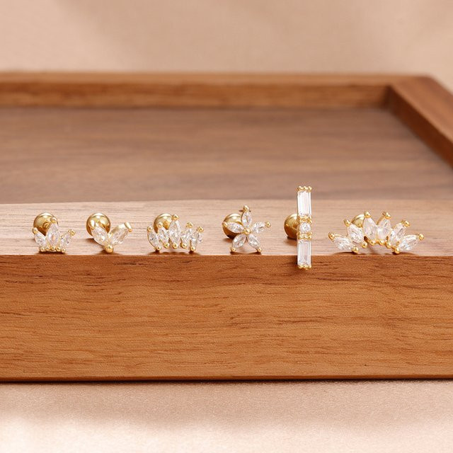 Maodane Ohrstecker Edelstahl, Zirkonia, Gold, Damen - Bild 1