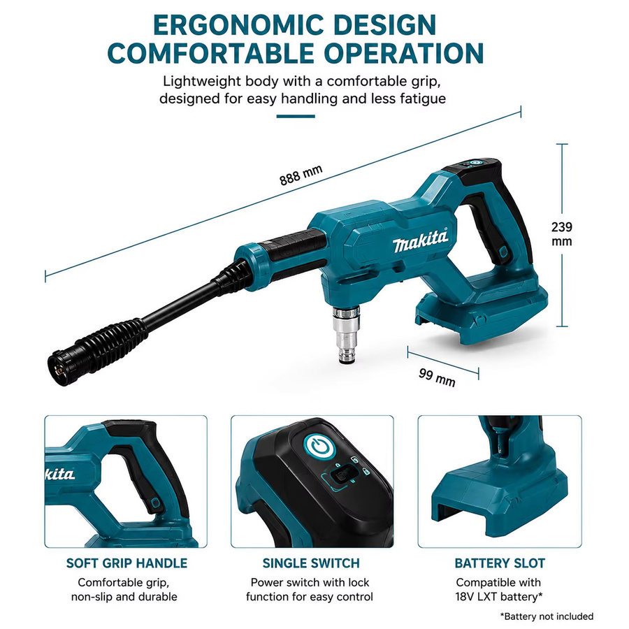 Makita DHW180 Akku-Hochdruckreiniger 18V kabelloses tragbares Reinigungsgerät in Petrol - Bild 7