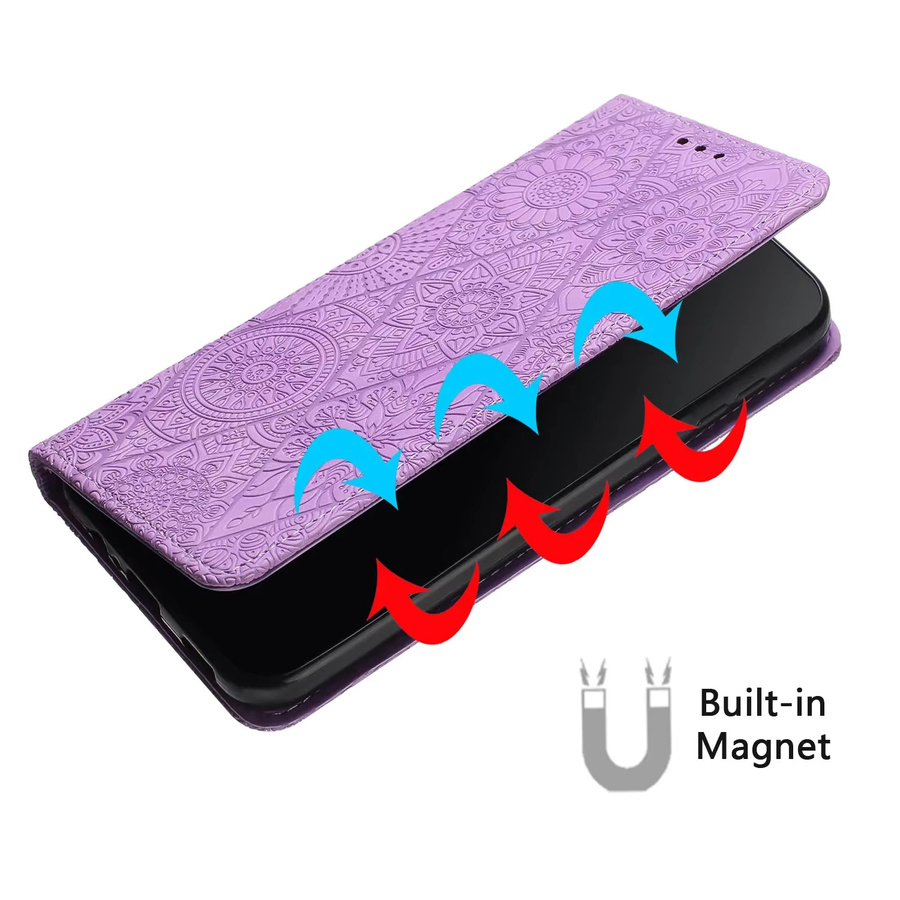 Magnetische Leder-Handyhülle als Flip Wallet Back Cover für Samsung Galaxy S25 S24 Ultra S23 S22 S21 S20 FE 5G S10 S9 S8 Plus in Schwarz und Lila - Bild 3