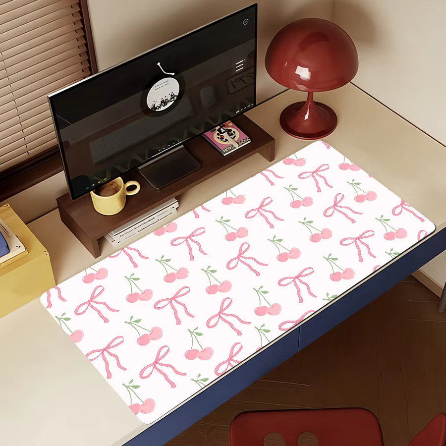 XXL Blumenmuster-Mauspad mit Schleife in Multicolour, rutschfeste Schreibtischunterlage für PC und Laptop - Bild 4