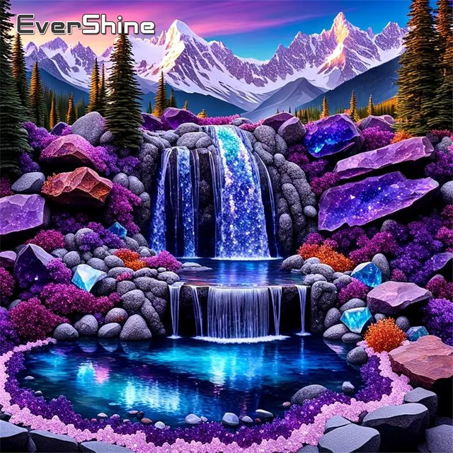 EverShine DIY Diamantmalerei Berglandschaft mit Wasserfall als Mosaik-Dekor in Mehrfarbig - Bild 1