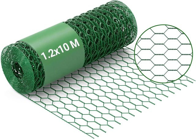 Wiltec Maschendrahtzaun aus Stahl, grün, PVC-beschichtet, B/H: 120 x 1000 cm, Maschenweite: 25 x 25 mm, Drahtstärke: 0,6 mm - Bild 1
