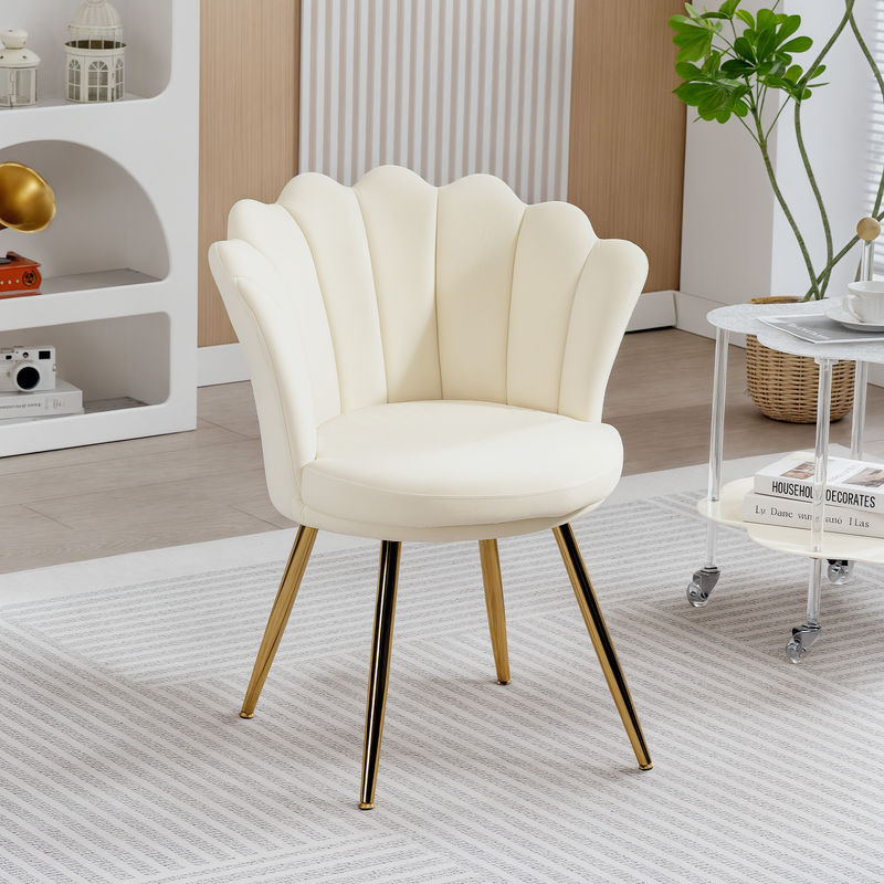 HOMCOM Muschelsessel Samt-Sessel in Beige mit goldfarbenen Metallbeinen, B/T/H: 67 x 64 x 77 cm, Aosom - Bild 2