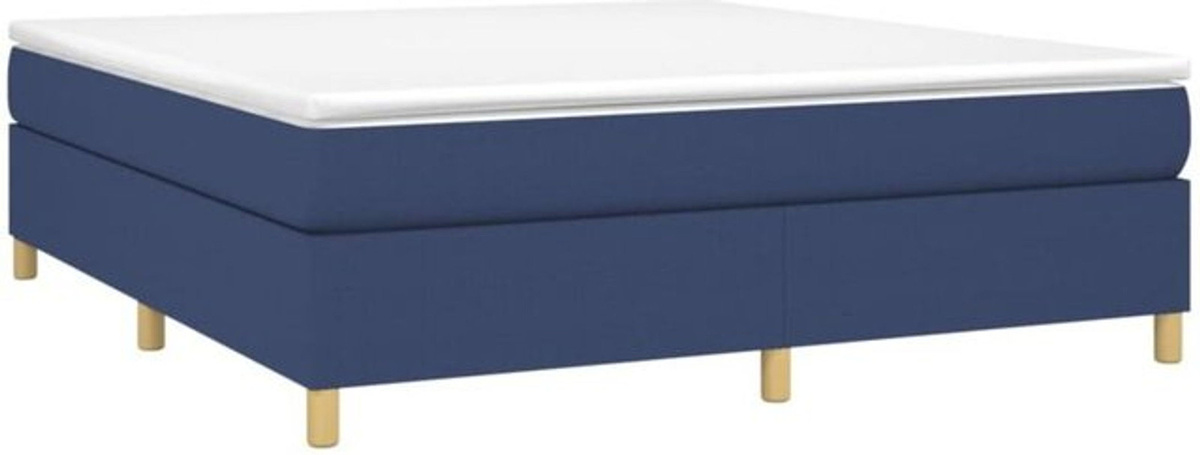 vidaxl Boxspringbett mit Matratze in Blau und Weiß aus Stoff, B/B: 180 x 200 cm - Bild 1