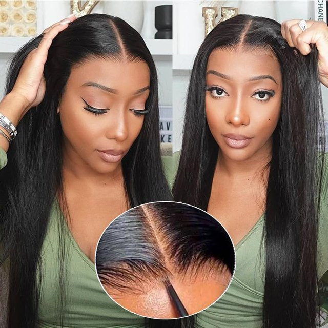 TIANTAI Wear and Go Echthaar Perücke, 4x4 Lace Front, gerade, Damen - Bild 1